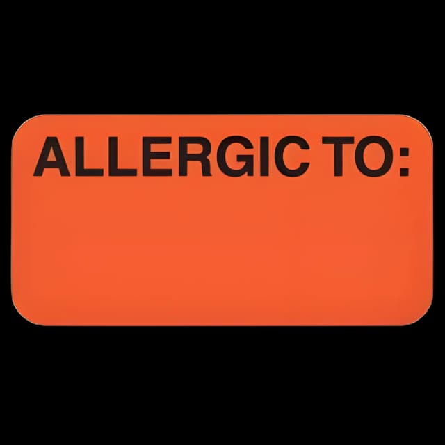 Pre-Printed Label Allergy Alert Red Allergic To: Black Alert Label 3/4 X 1-1/2 Inch