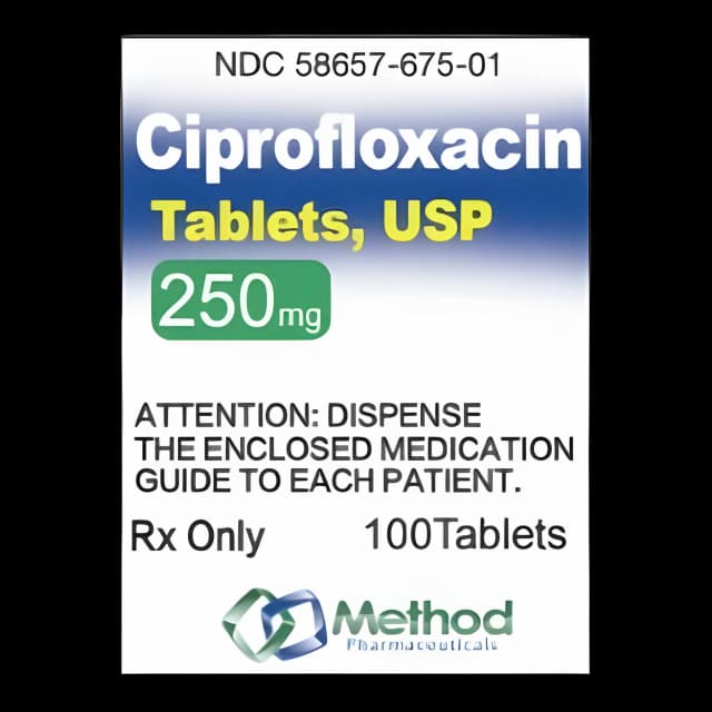 Ciprofloxacin HCl 250 mg Tablet Bottle 100 Tablets - 58657067501