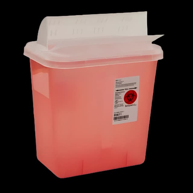 Sharps Container SharpSafety™ Translucent Red Base 10 H X 10-1/2 W X 7-1/4 D Inch Horizontal Entry 2 Gallon