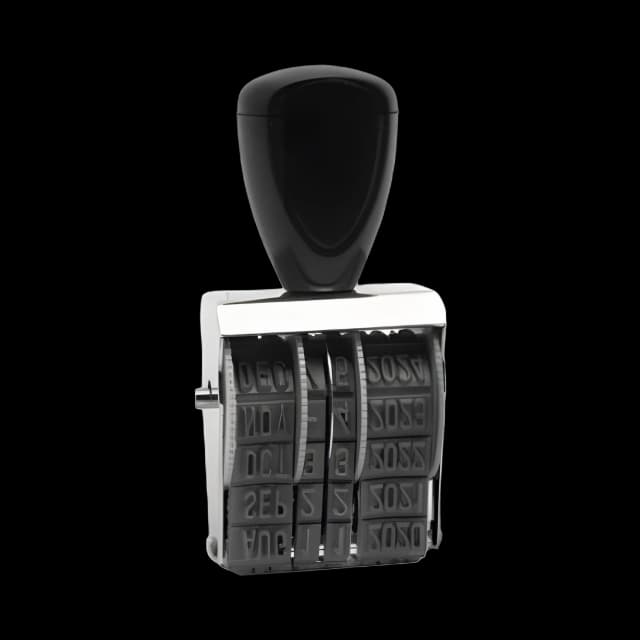 Rubber Date Stamp, Conventional, Type Size: 1 1/2, Impression Height: 0.16", Four Bands
