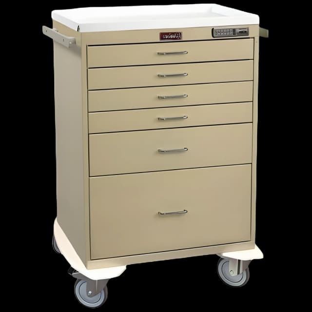 Anesthesia Cart 22 X 32 X 42.5 Inch Beige (4)-3 Inch, (1)-6 Inch, (1)-12 Inch Drawer Configuration, 17 X 23 Inch Internal Drawer
