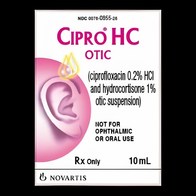 Cipro® HC Otic Ciprofloxacin HCl / Hydrocortisone 0.2% - 1% Drops Dropper Bottle 10 mL