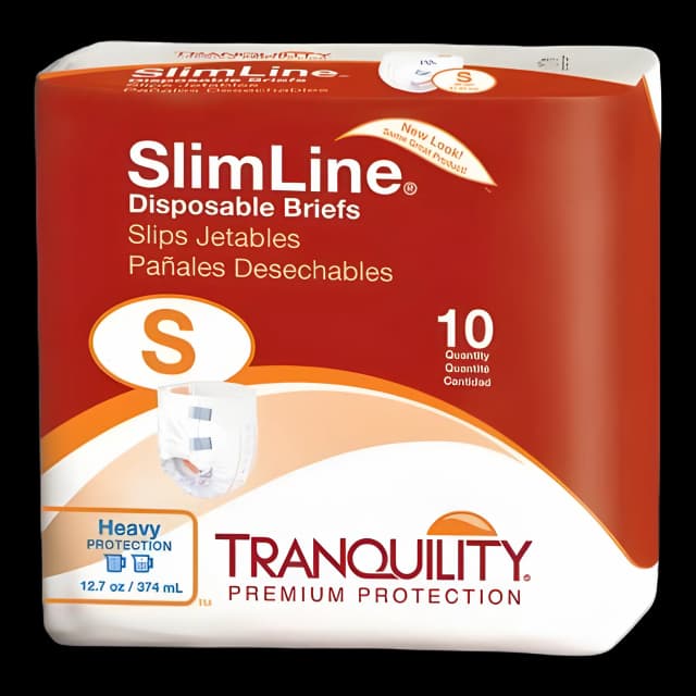 Unisex Adult Incontinence Brief Tranquility® Slimline® Small Disposable Heavy Absorbency