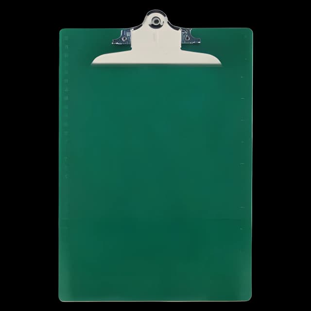 Recycled Plastic Clipboard with Ruler Edge, 1" Clip Capacity, Holds 8.5 x 11 Sheets, Green