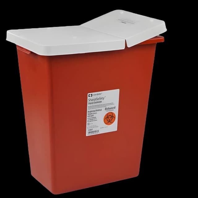 Sharps Container SharpSafety™ Red Base 18-3/4 H X 18-1/4 W X 12-3/4 D Inch Vertical Entry 12 Gallon - 8932