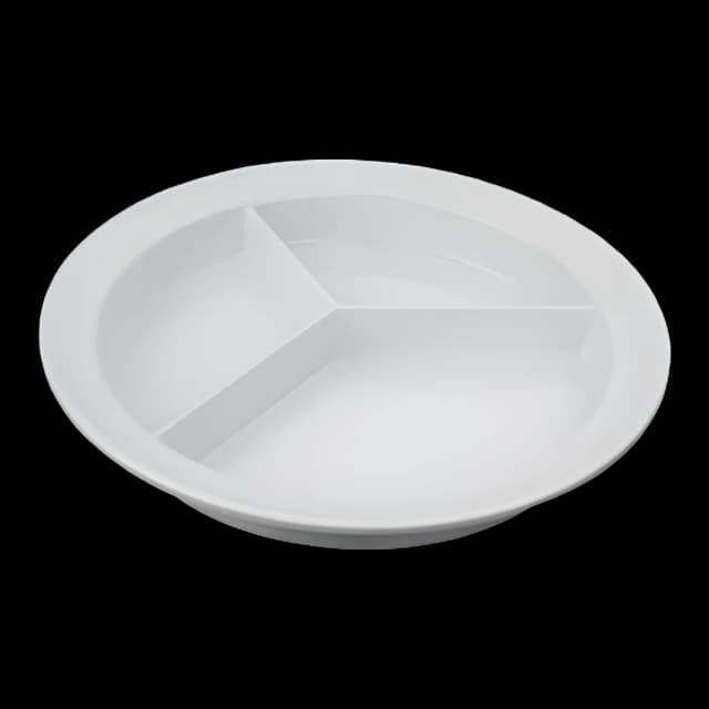 Partitioned Scoop Plate Sammons Preston White Reusable Melamine 8-1/4 Inch Diameter
