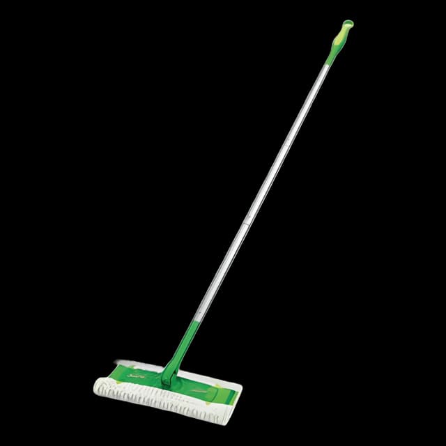 Sweeper Mop, 10 x 4.8 White Cloth Head, 46" Green/Silver Aluminum/Plastic Handle, 3/Carton