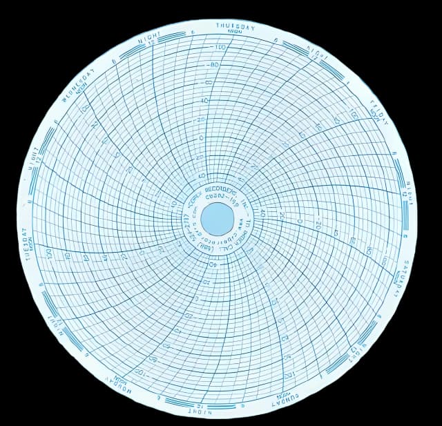 7-Day Temperature Recording Chart Pressure Sensitive Paper 6 Inch Diameter Blue Grid - NC9838328