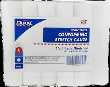 Conforming Bandage Dukal™ 6 Inch X 4-1/10 Yard 6 per Pack NonSterile 8-Ply Roll Shape