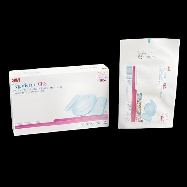 I.V. Dressing with CHG 3M™ Tegaderm™ CHG (Chlorhexidine Gluconate) / Film 3 1/2 X 4 1/2 Inch Sterile