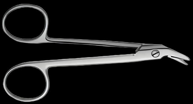 Wire Cutting Scissors V. Mueller® 4-3/4 Inch Length Surgical Grade Stainless Steel NonSterile Finger Ring Handle Angled Blunt Tip / Blunt Tip