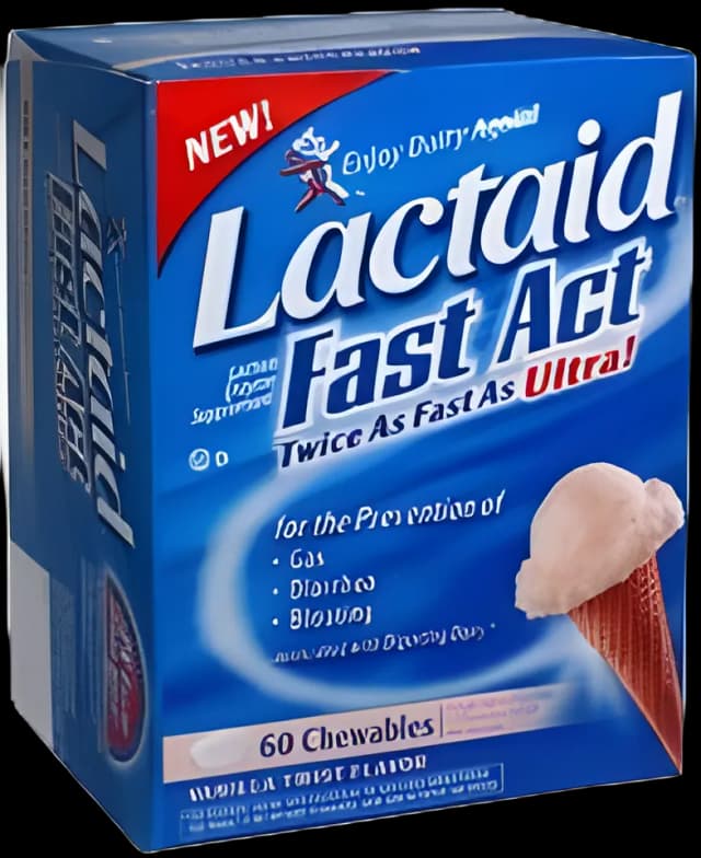 Dietary Supplement Lactaid® Fast Act Lactase Enzyme 9000 FCC Units Strength Tablet 60 per Bottle Vanilla Flavor