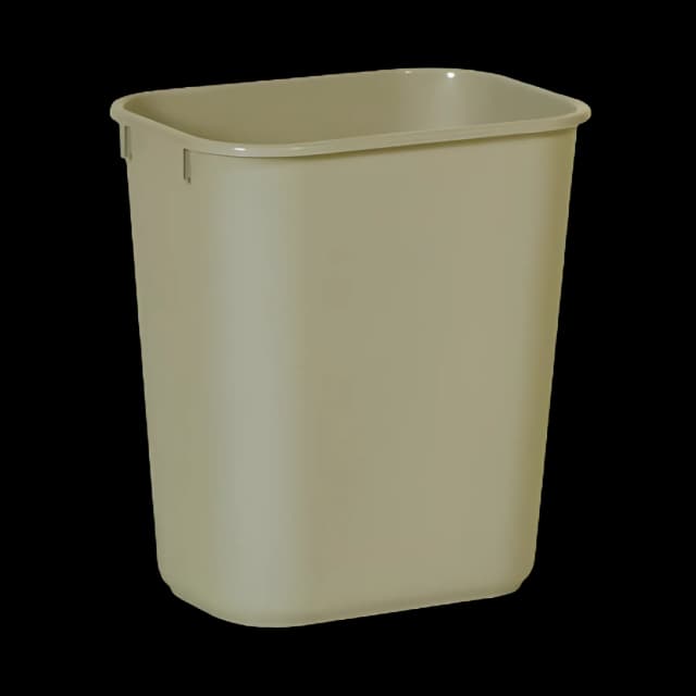Trash Can Deskside 13-5/8 Quart Rectangular Beige LLDPE Open Top