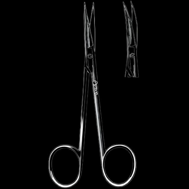 Iris Scissors Sklarlite™ 4-1/2 Inch Length OR Grade Stainless Steel Finger Ring Handle Curved Sharp Tip / Sharp Tip