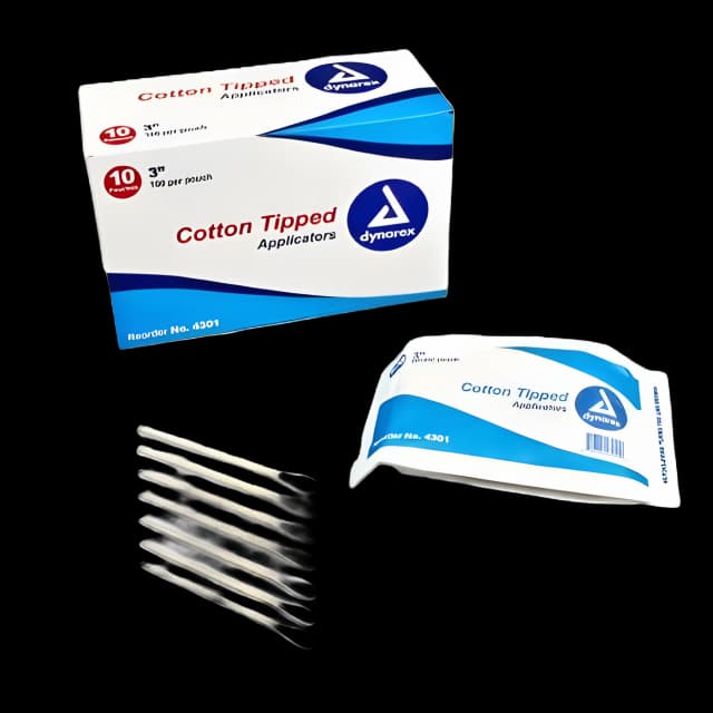 Swabstick Dynarex Cotton Tip Wood Shaft 3 Inch NonSterile 100 per Pack