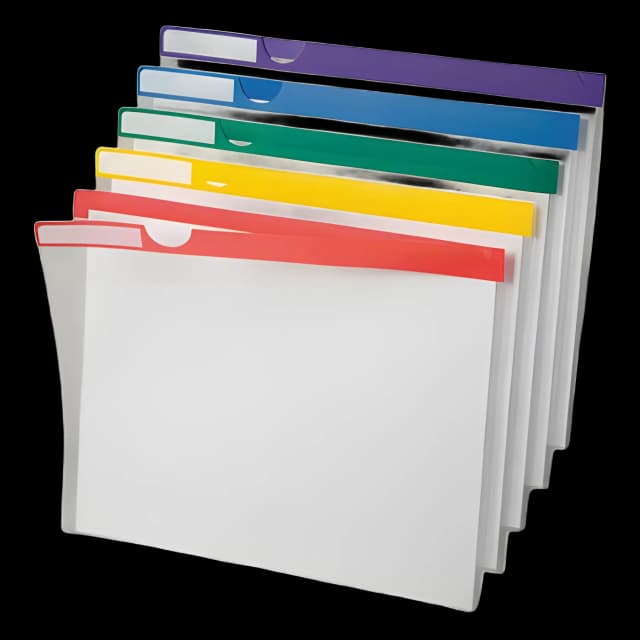 Clear Poly Index Folders, Letter Size, Assorted Colors, 10/Pack
