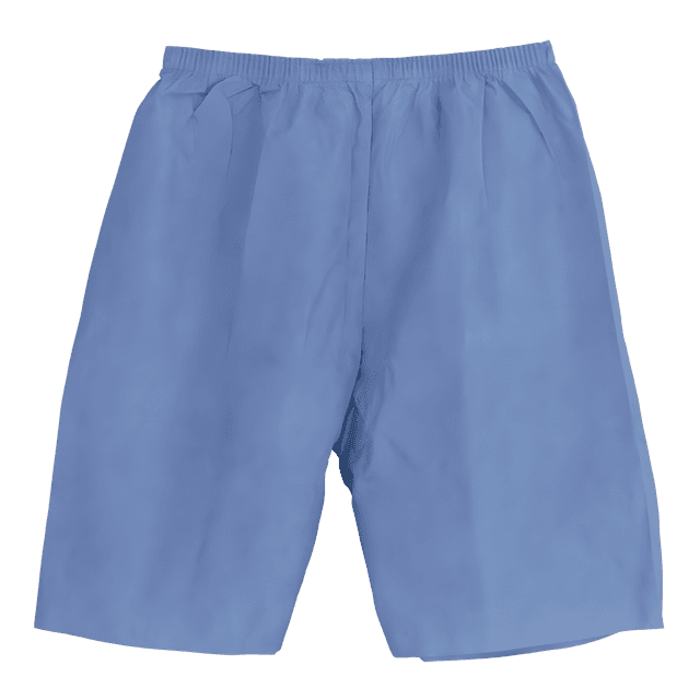Multilayer Disposable Exam Shorts with Elastic Waist, Blue, Size L