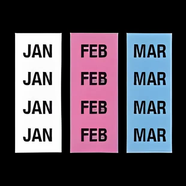 Pre-Printed Label Key Surgical® Multipurpose Label Light Blue / Pink / White Tape Month Patterned 1/4 Inch