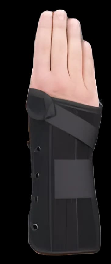 Wrist Brace Wrist Lacer™ Aluminum / Felt / Suede Left Hand Black Large - 223925