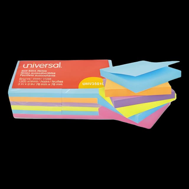 Self-Stick Note Pads, 3" x 3", Assorted Bright Colors, 100 Sheets/Pad, 12 Pads/Pack