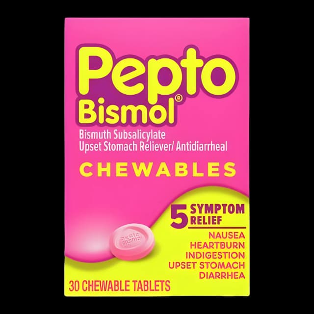 Anti-Diarrheal Pepto Bismol® 262 mg Strength Chewable Tablet 30 per Box - 37000047709