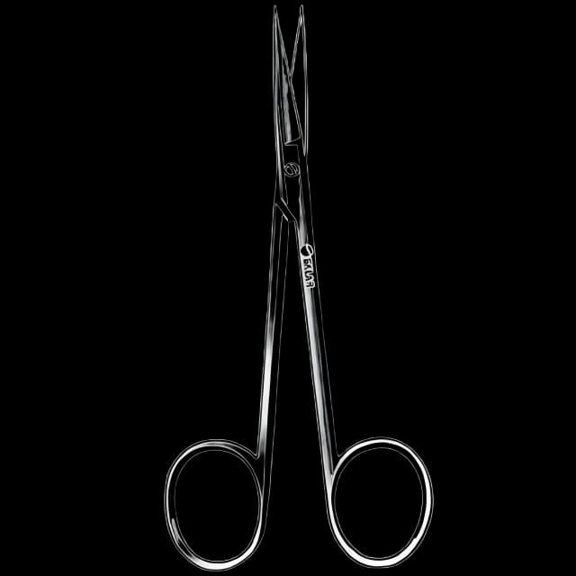 Iris Scissors Sklarlite™ 3-1/2 Inch Length OR Grade Stainless Steel Finger Ring Handle Straight Sharp Tip / Sharp Tip
