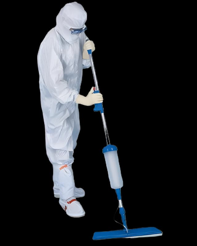 Cleanroom Wet Mop with Solution Reservoir Contec® EasySat™ Blue / Silver Aluminum / Plastic / Polyester NonSterile