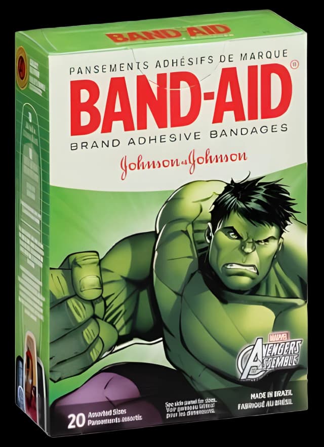 Adhesive Strip Band-Aid® 5/8 X 2-1/4 Inch / 3/4 X 3 Inch Plastic Rectangle / Round Kid Design (Avengers) Sterile