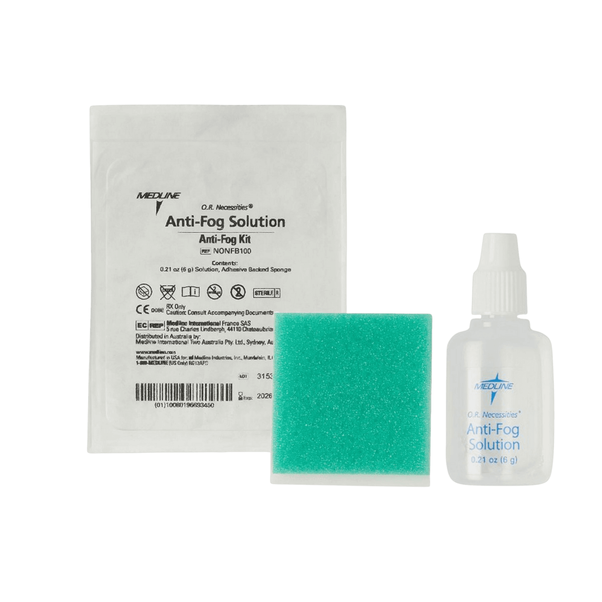 Antifog Solution with Sponge and Fluid, Soft Pack, 20/CS