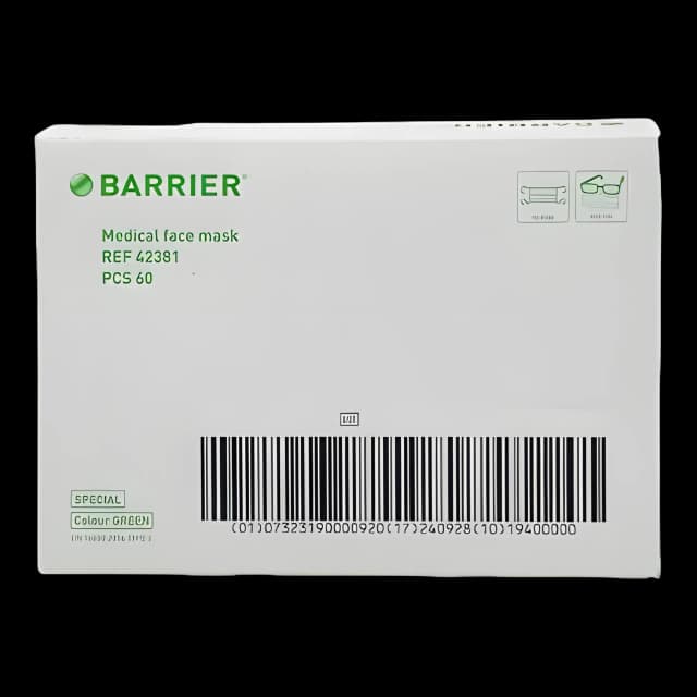 Surgical Mask Barrier® Special Anti-fog Pleated Tie Closure One Size Fits Most Green NonSterile Not Rated Adult