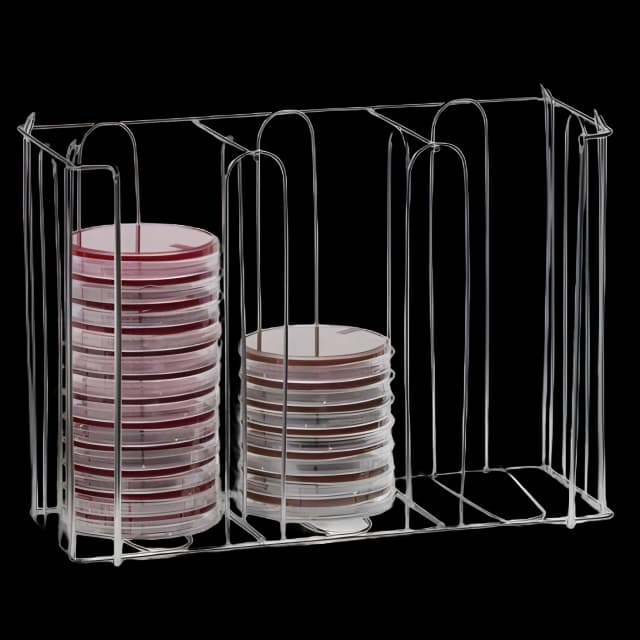 Media Plate Holder Rack MarketLab 4-1/2 X 8-3/4 X 12-1/4 Inch Silver Stainless Steel 39 Plate Capacity