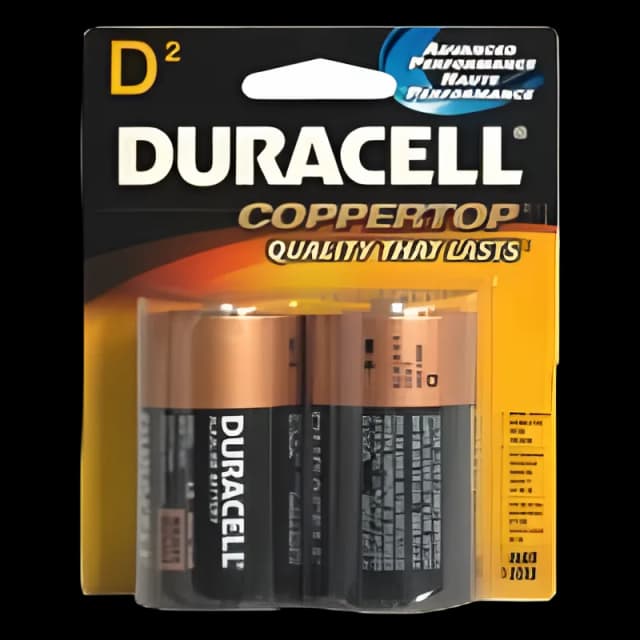 Alkaline Battery Duracell® Coppertop® D Cell 1.5V Disposable 2 Pack