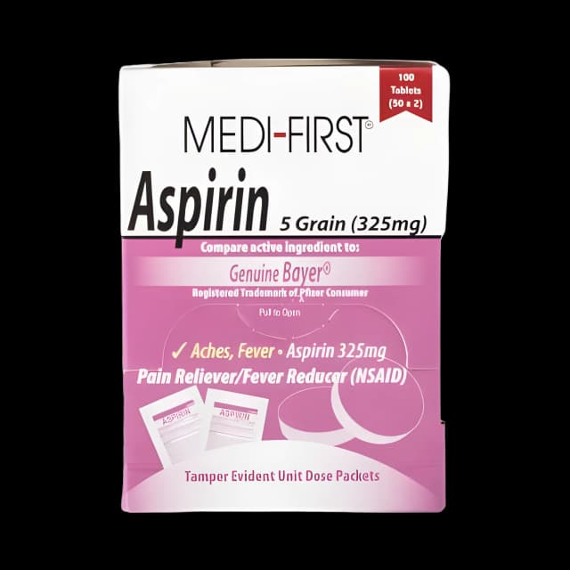 Pain Relief Medi-First® 325 mg Strength Aspirin Unit Dose Tablet 100 per Box