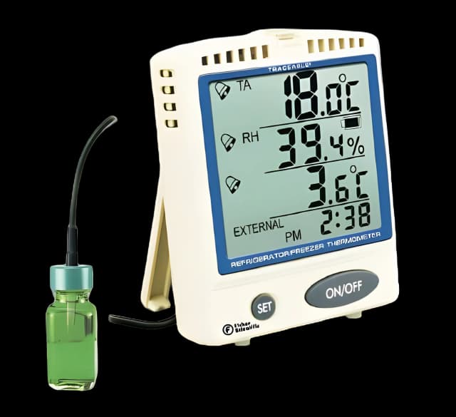 Datalogging Refrigerator / Freezer Thermometer with Alarm Fisherbrand™ Traceable® Fahrenheit / Celsius -22° to +158°F (-30° to +70°C) Bottle Probe