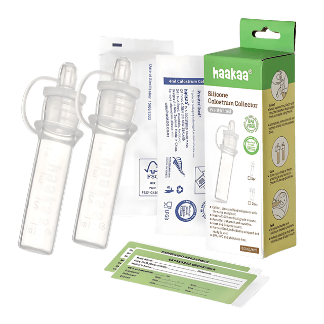 Silicone Colostrum Collector - 2pc 2 x Silicone Colostrum Collector (Pre-Sterilized) 2 x Date Record Sticker