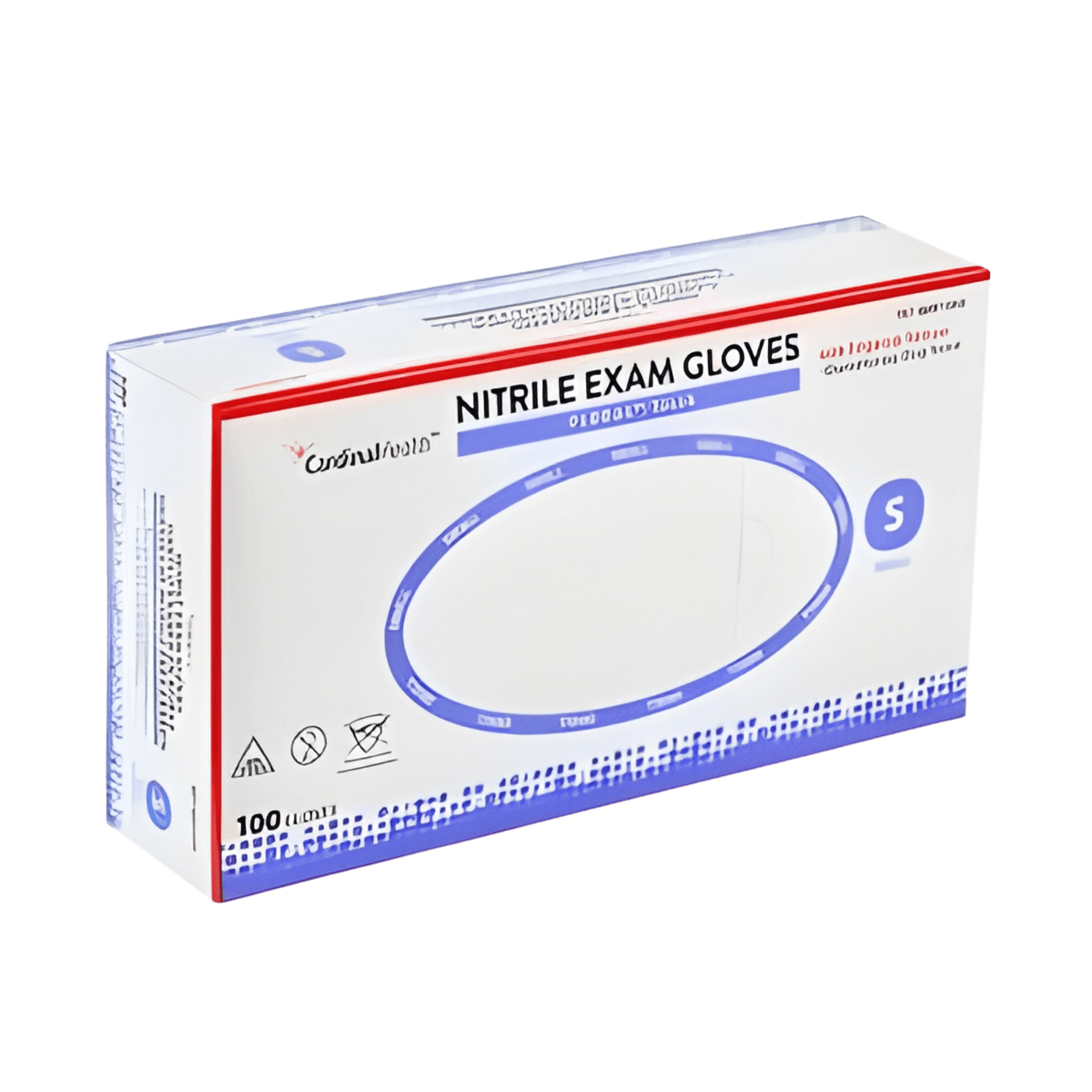 Cardinal Health FLEXAL Touch Nitrile Exam Gloves, Powder-Free, Small, Blue, 3.1 MIL, Chemo Tested, 100 count/bx