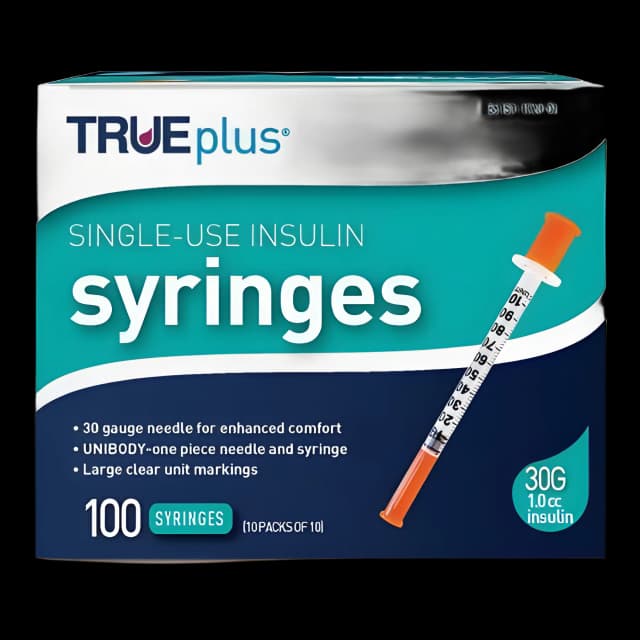 TRUEplus 1 mL 30G Insulin Syringe - Sterile & Silicone-Coated