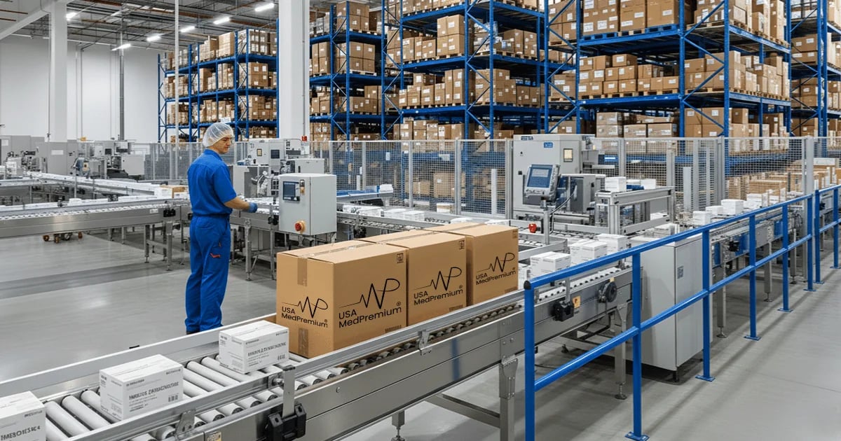 Supply chain and healthcare operations facility with automated conveyor system