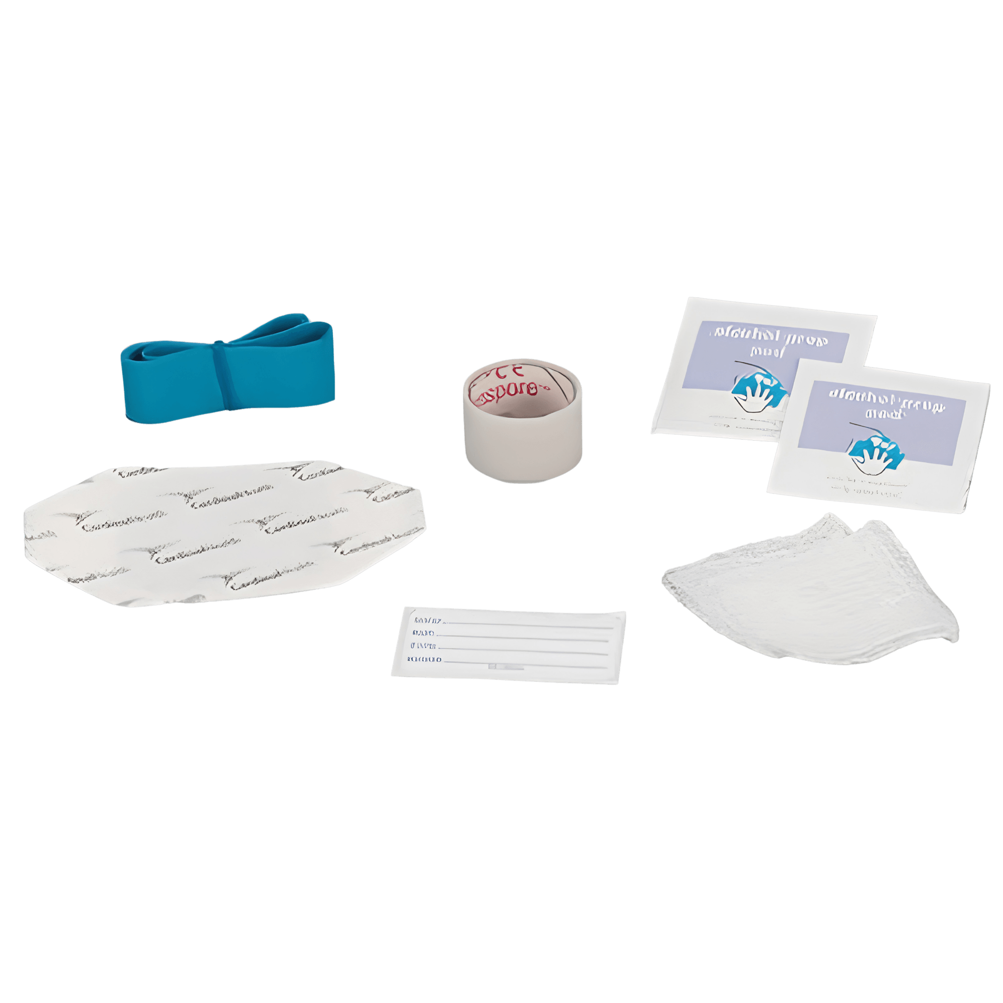 IV Start Kit, Includes: (1) 1" x 2" Label with Change Date, (1) 0.75" x 18" Transpore Surgical Tape, Clear, (1) 2.375" x 2.75" Tegaderm Transparent Dressing, (1) 3 mL PDI Prevantics CHG Skin Antiseptic Swab, (1) 1" x 18" Orange Textured Tourniquet, (2) 2" x 2" 4-Ply Gauze