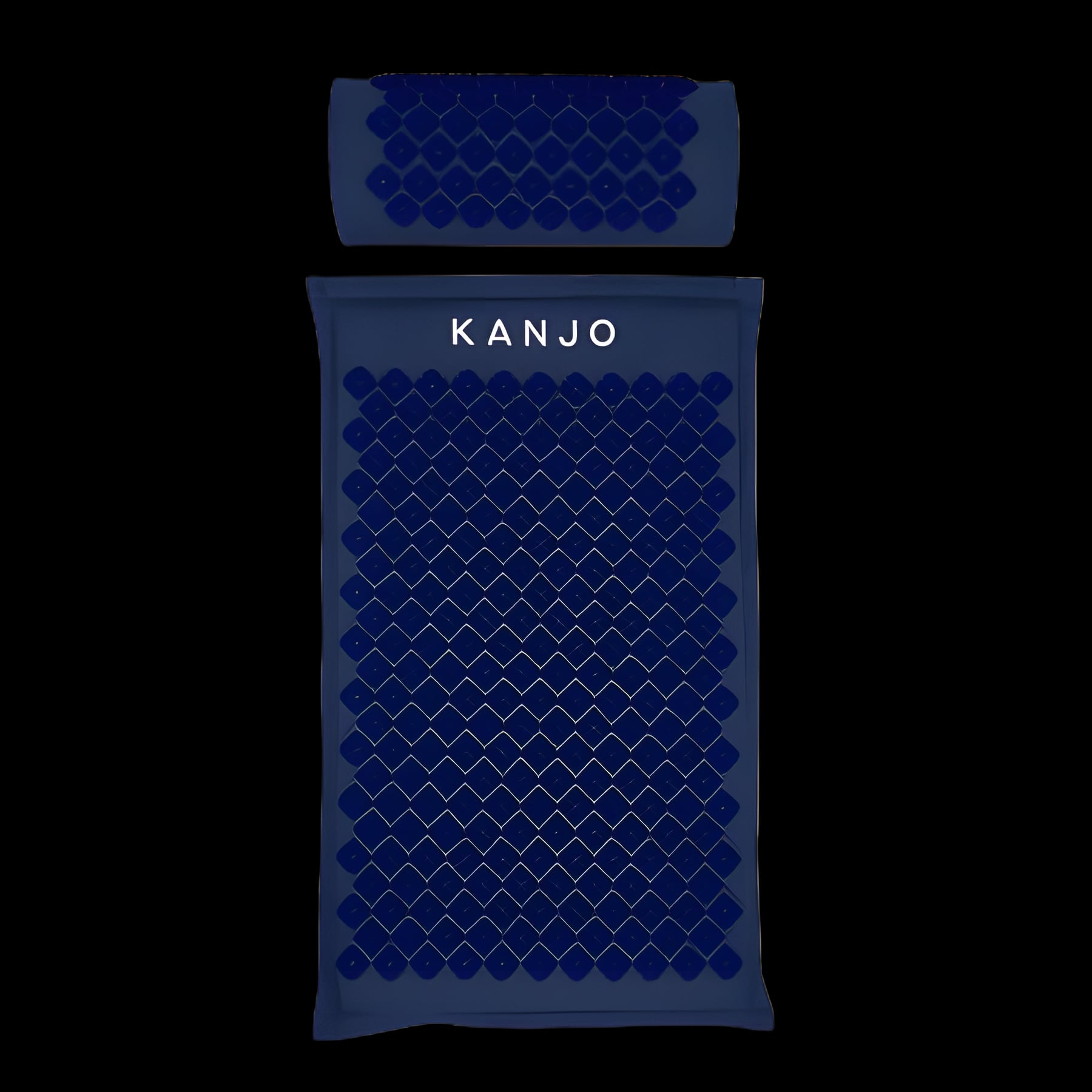 Kanjo Accupressure Mat Set Navy Blue Cotton-Linen Fabric / Memory Foam / Plastic Mat: 17 X 28 Inch / Pillow: 6 X 14 Inch