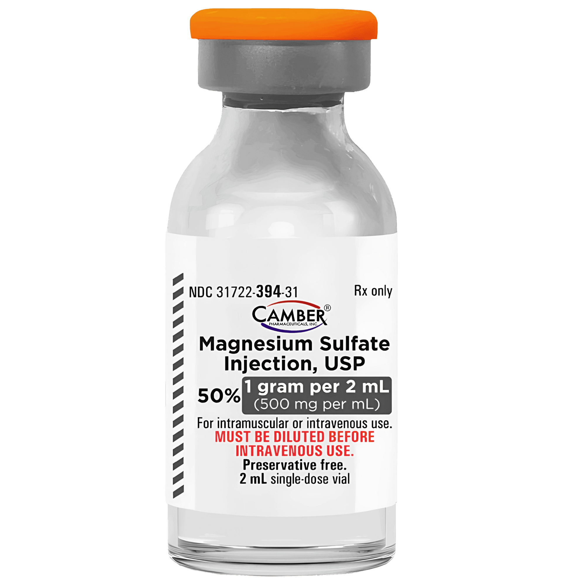 Magnesium Sulfate 50% Injection 500mg/mL - Single-Dose 2mL Vial, 25/CT