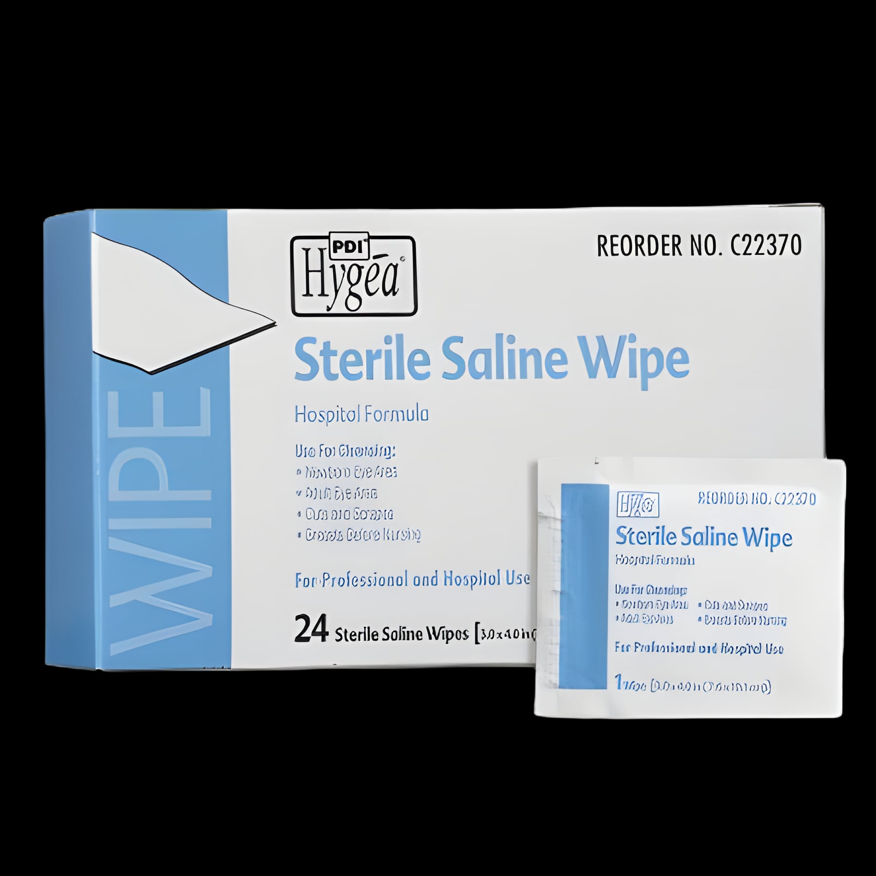 Saline Cleansing Towelette Hygea® Individual Packet Unscented 24 Count