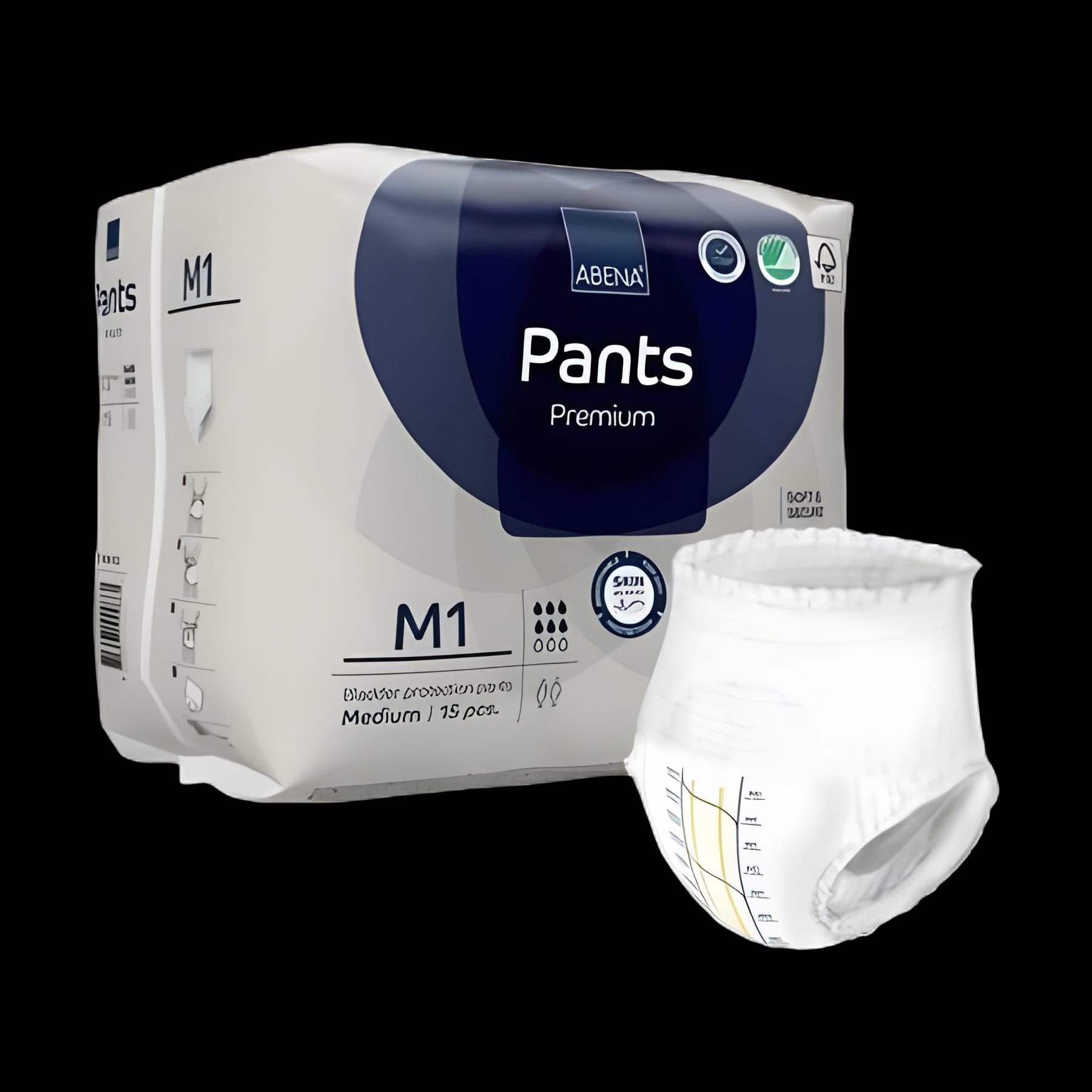 Unisex Adult Absorbent Underwear Abena® Premium Pants M1 Pull On with Tear Away Seams Medium Disposable Moderate Absorbency