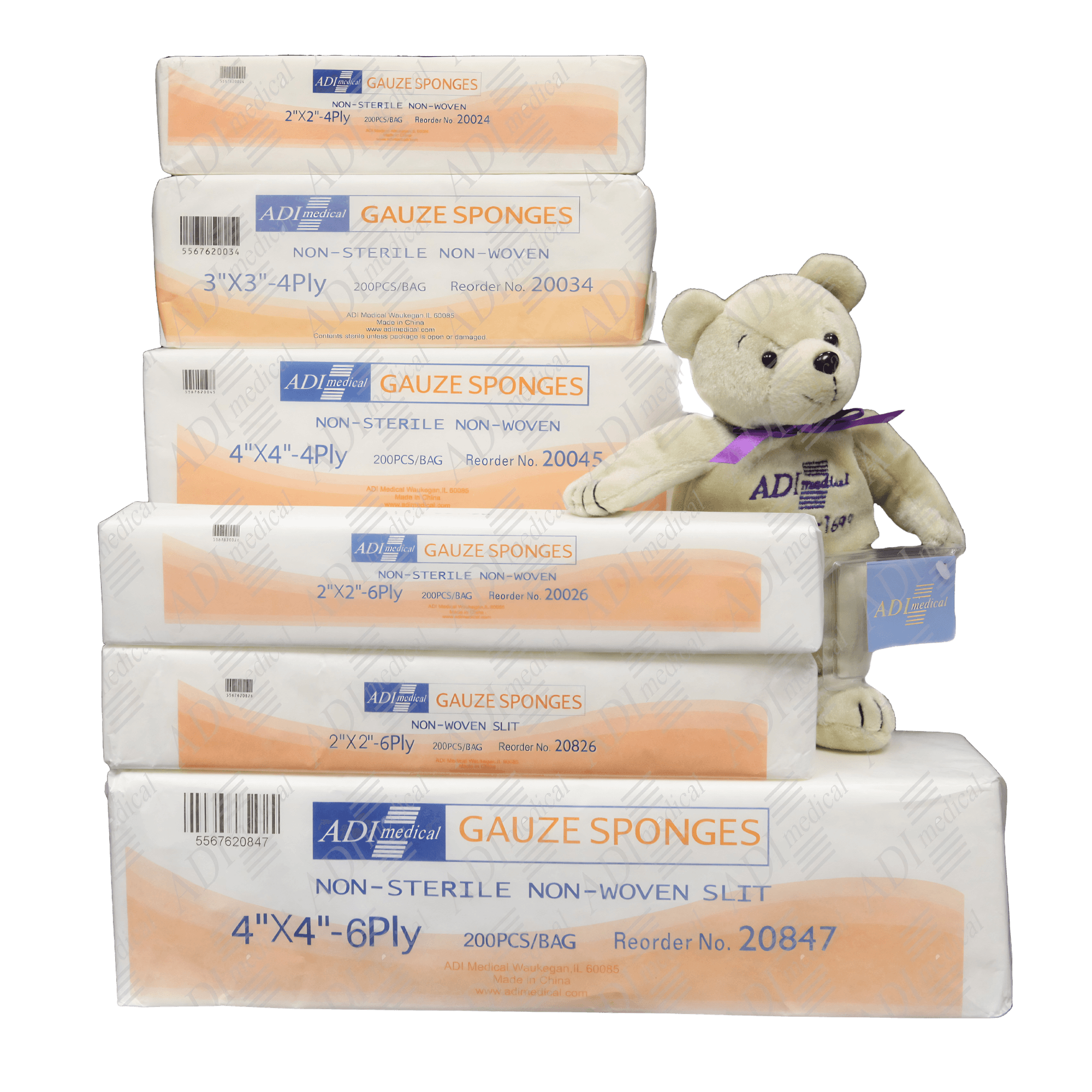 Non-Woven Gauze Sponge, 2 X 2, 4Ply, Non Sterile, 200/pk, 25bx/cs