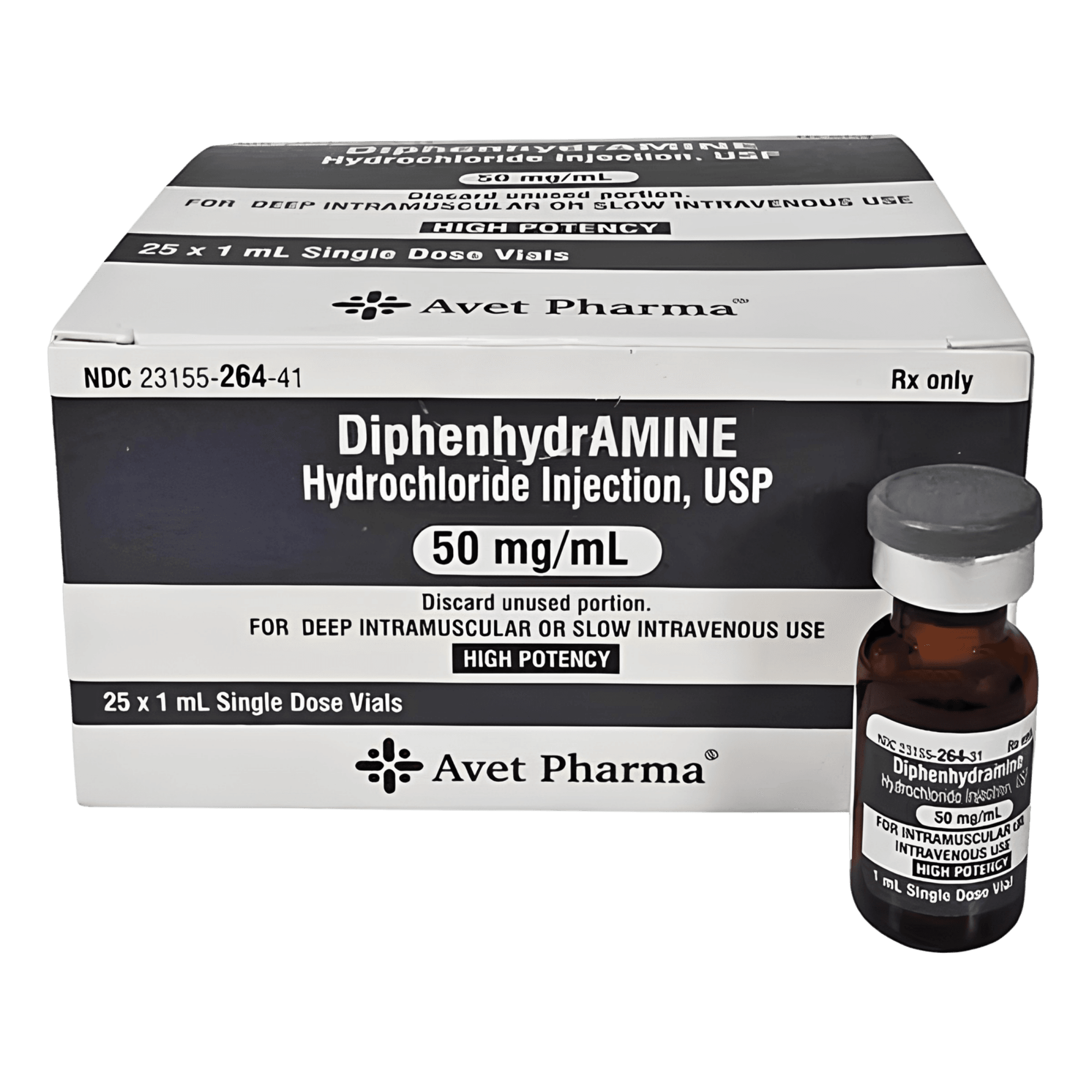 DIPHENHYDRAMINE HCL 50 MG SDV 1 ML, 25/BX