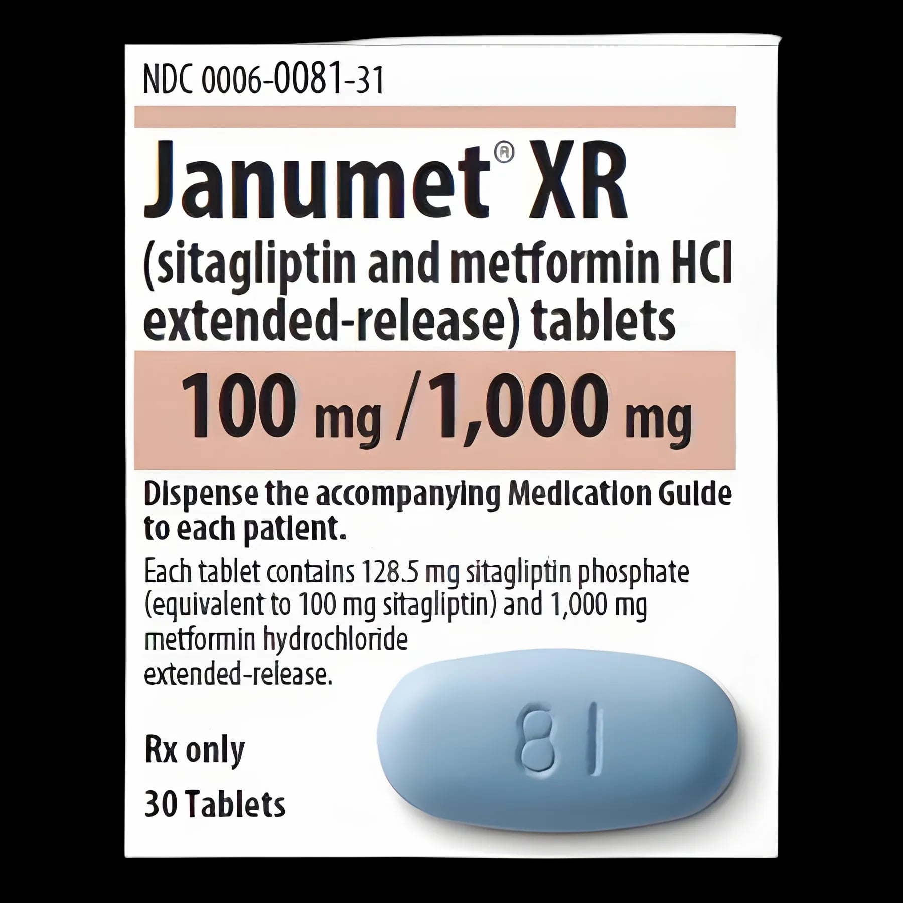 Janumet® XR Sitagliptin / Metformin HCl 100 mg - 1,000 mg Tablet Bottle 30 Tablets
