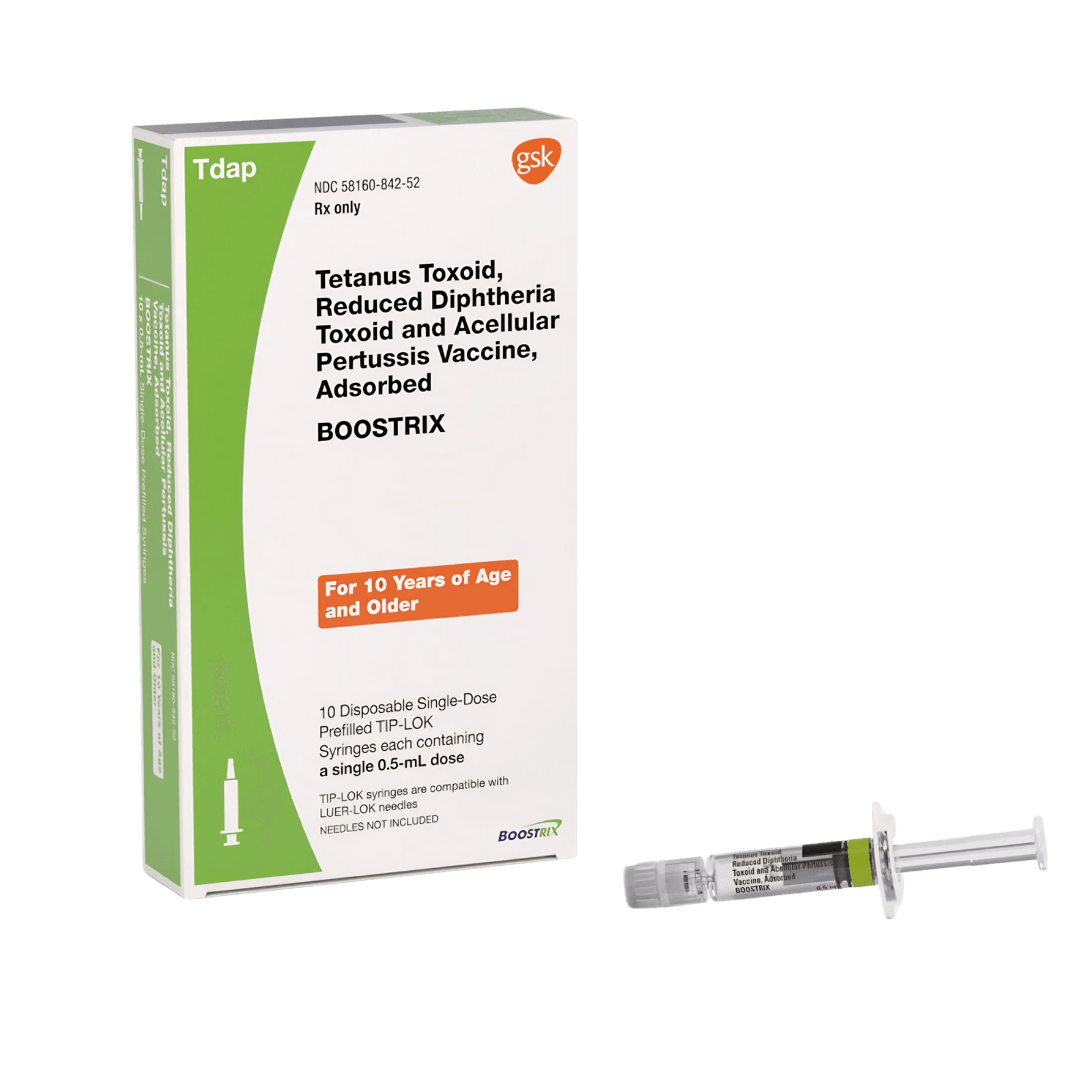 Boostrix® Tetanus Toxoid, Reduced Diphtheria Toxoid and Acellular Pertussis Vaccine, Adsorbed 5 Lf - 2.5 Lf - 8 mcg / 0.5 mL Injection 0.5 mL Syringe, Refrigerate
