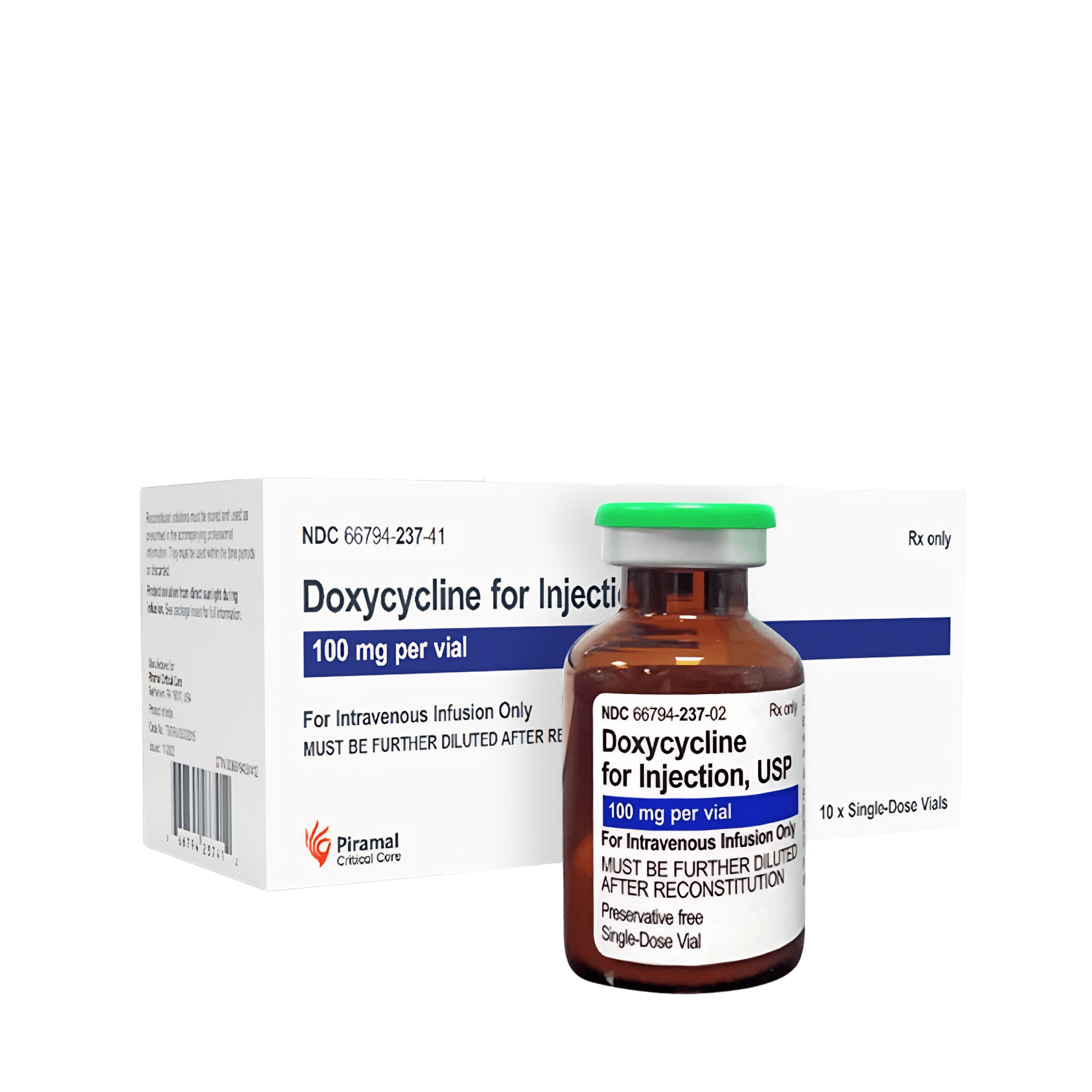 Doxycycline Hyclate 100mg SDV, 10mL Vial, 10/PK