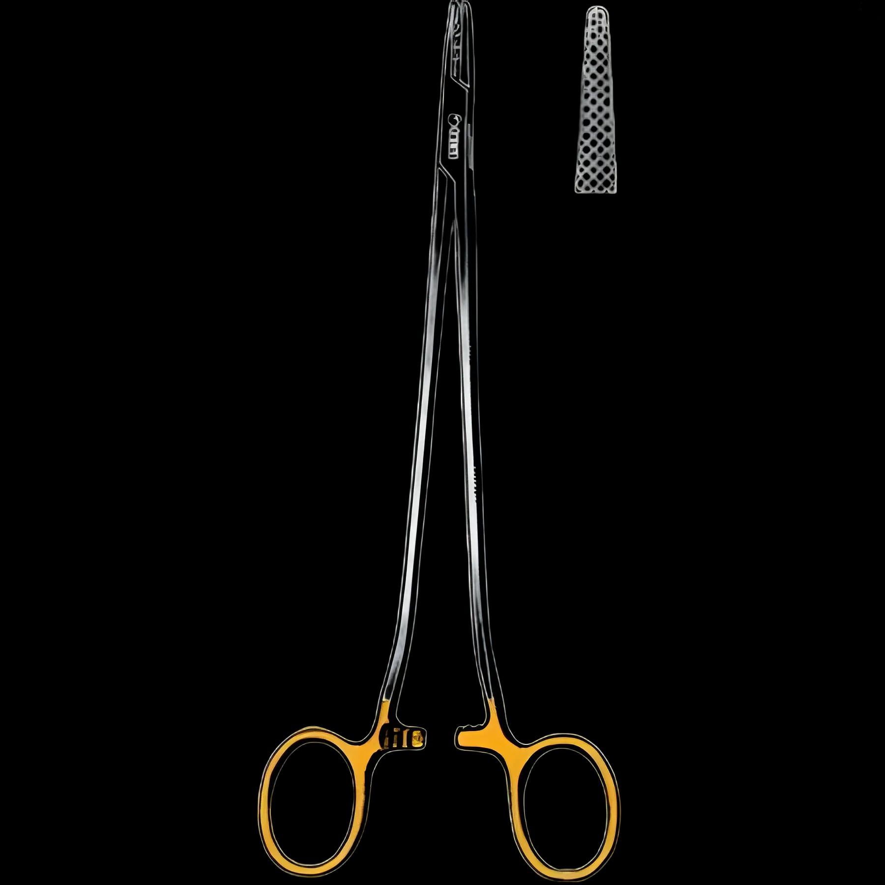 Needle Holder Sklar® TC 10-1/2 Inch Length Straight Serrated Tips Finger Ring Handle - 21-8037