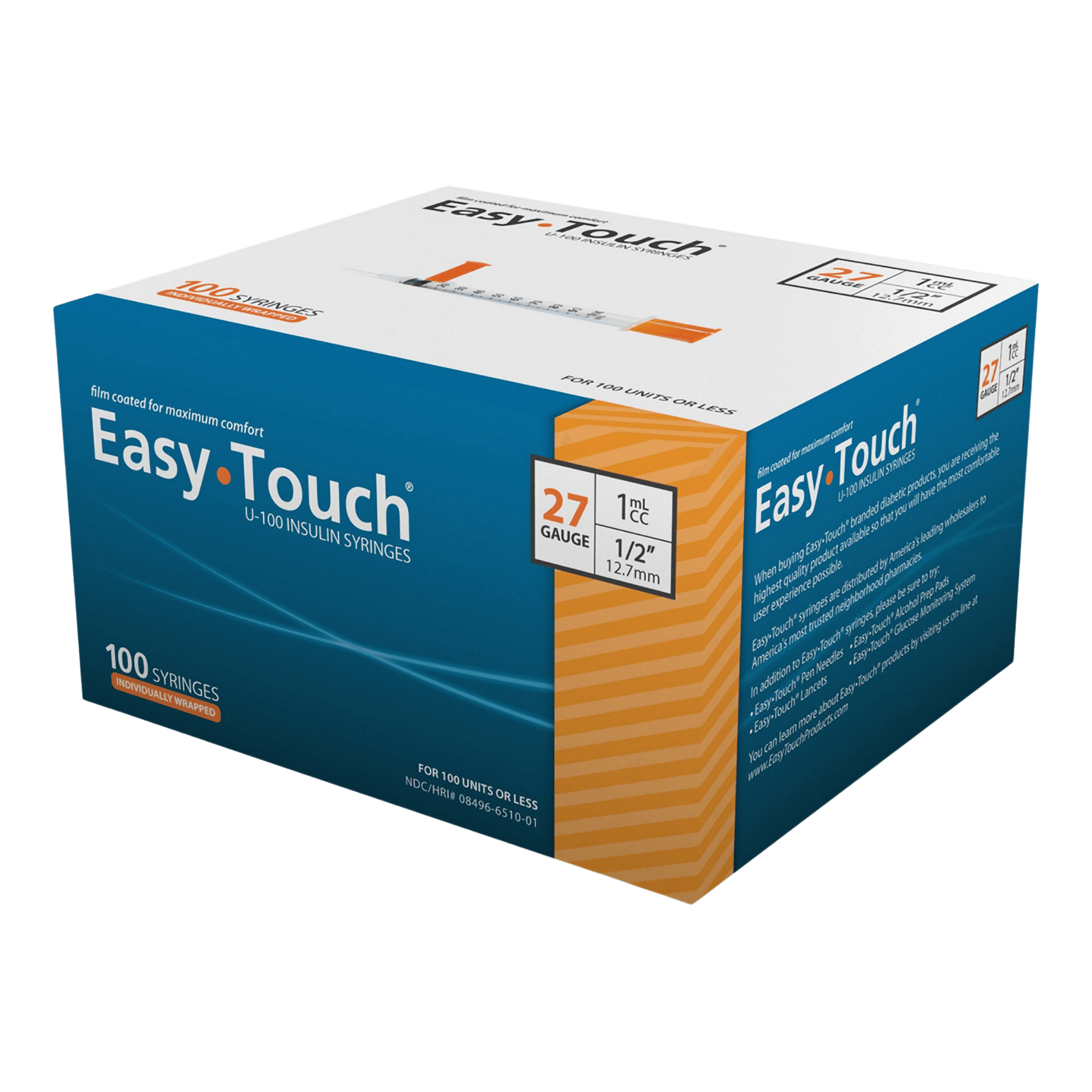 Safety Hypodermic Needle 27g, 1/2" EasyTouch FlipLock